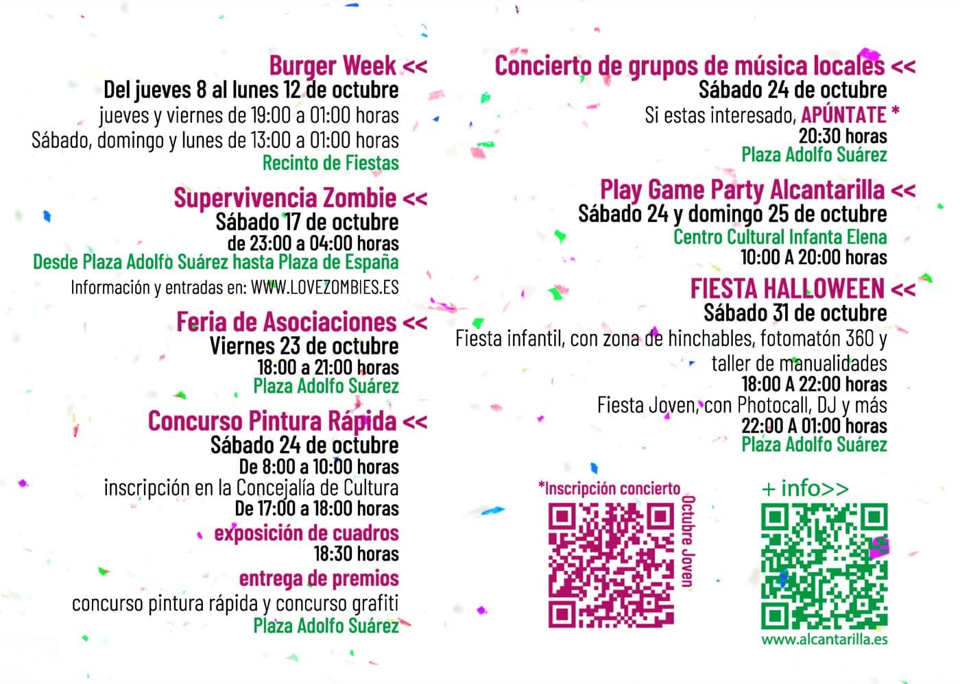 Programa oficial de Octubre Joven 2026 de Alcantarilla, segunda página