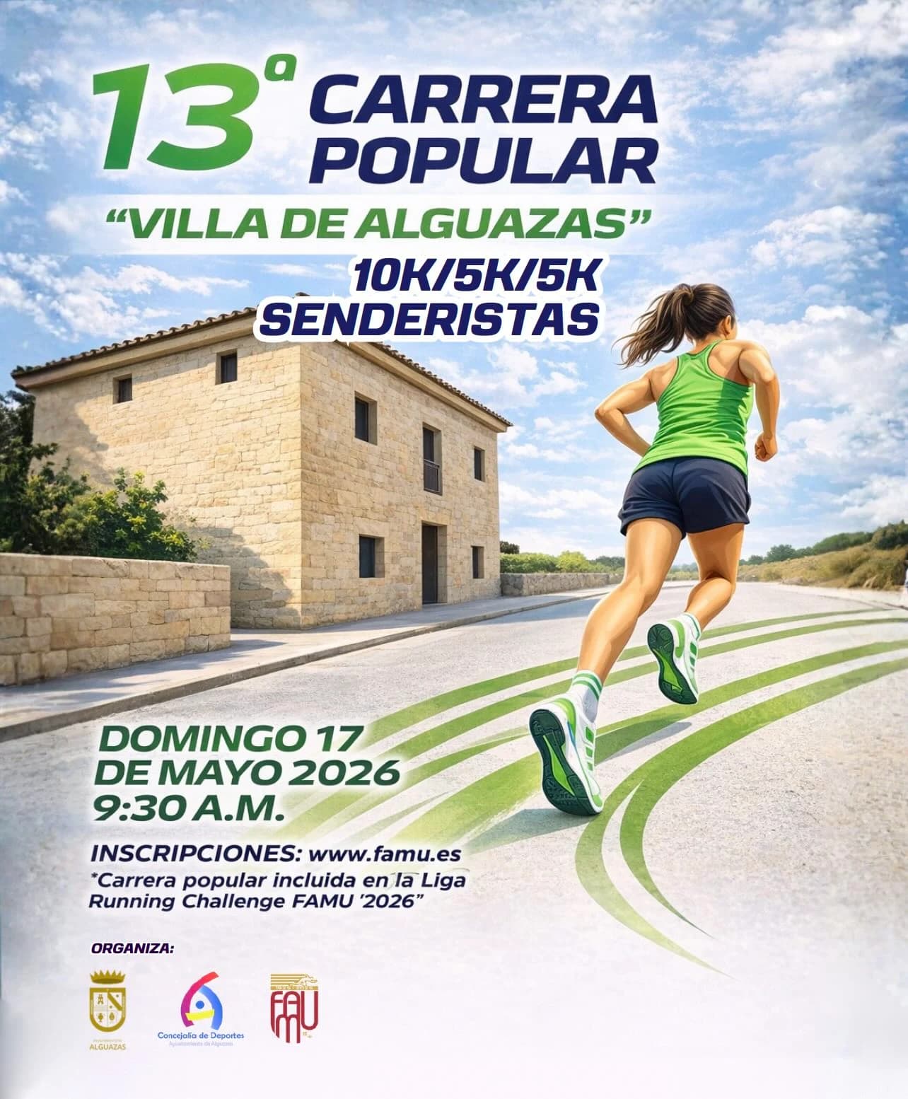 Cartel oficial de la 13ª Carrera Popular «Villa de Alguazas», domingo 17 de mayo de 2026