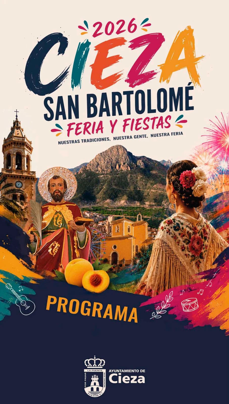 Cartel oficial de la Feria y Fiestas de Cieza en honor a San Bartolomé 2026
